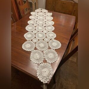 Crocheted White Table Runner 22” x 92”